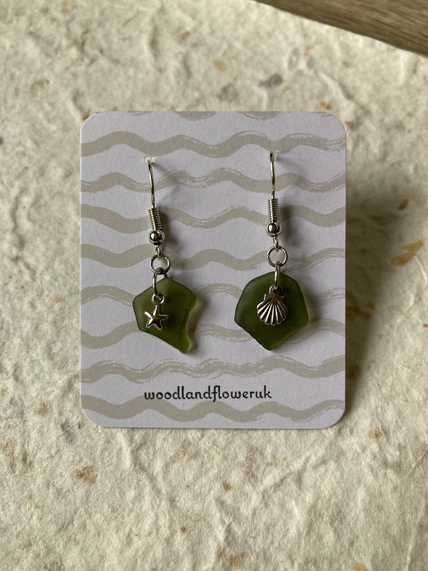 Handmade sea glass hook earrings