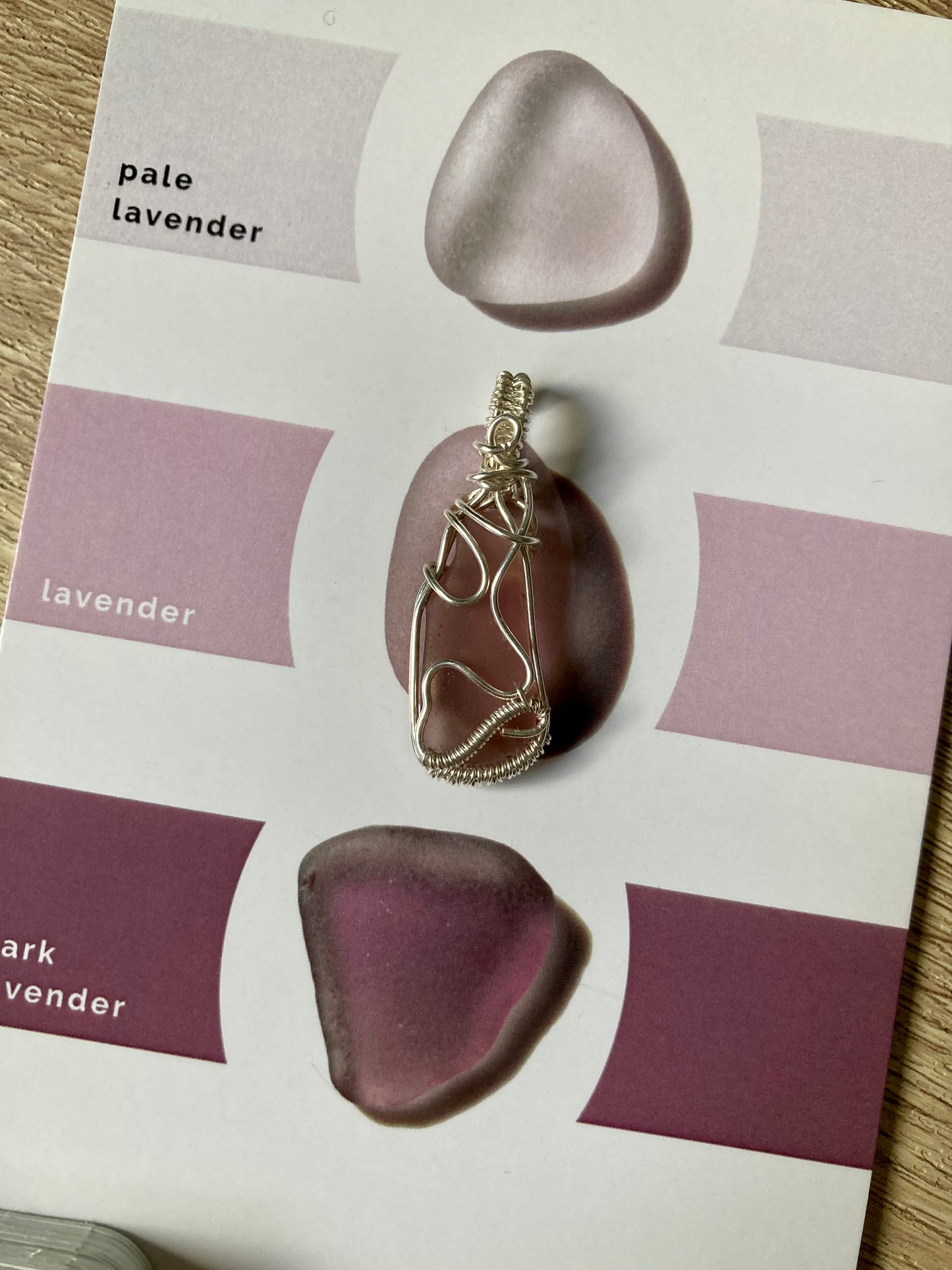 Lavender sea glass silver plated necklace
