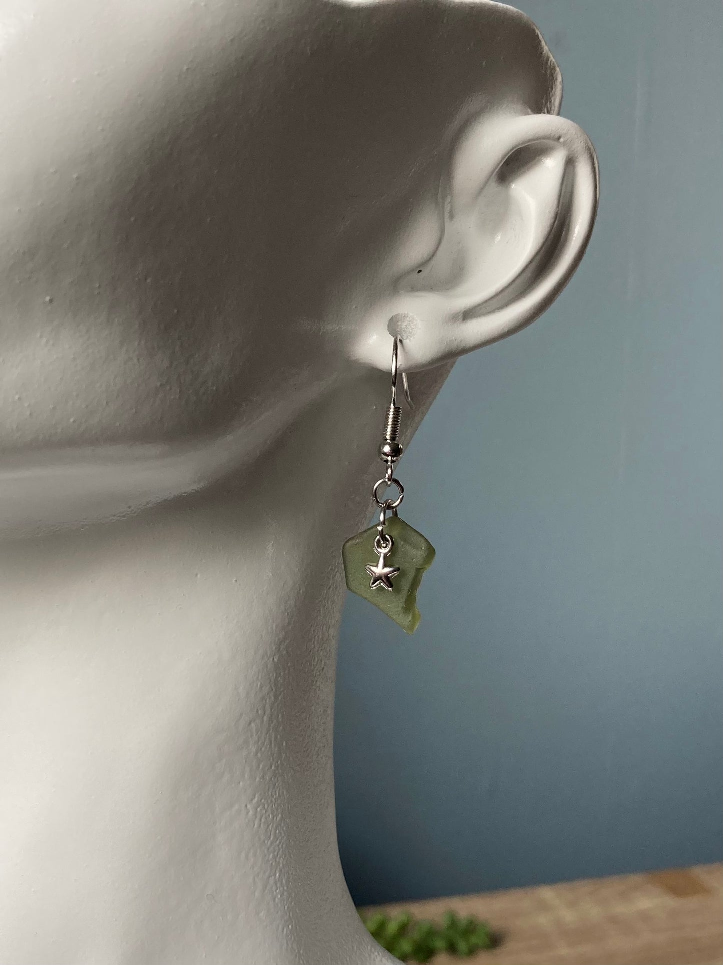 Handmade sea glass hook earrings