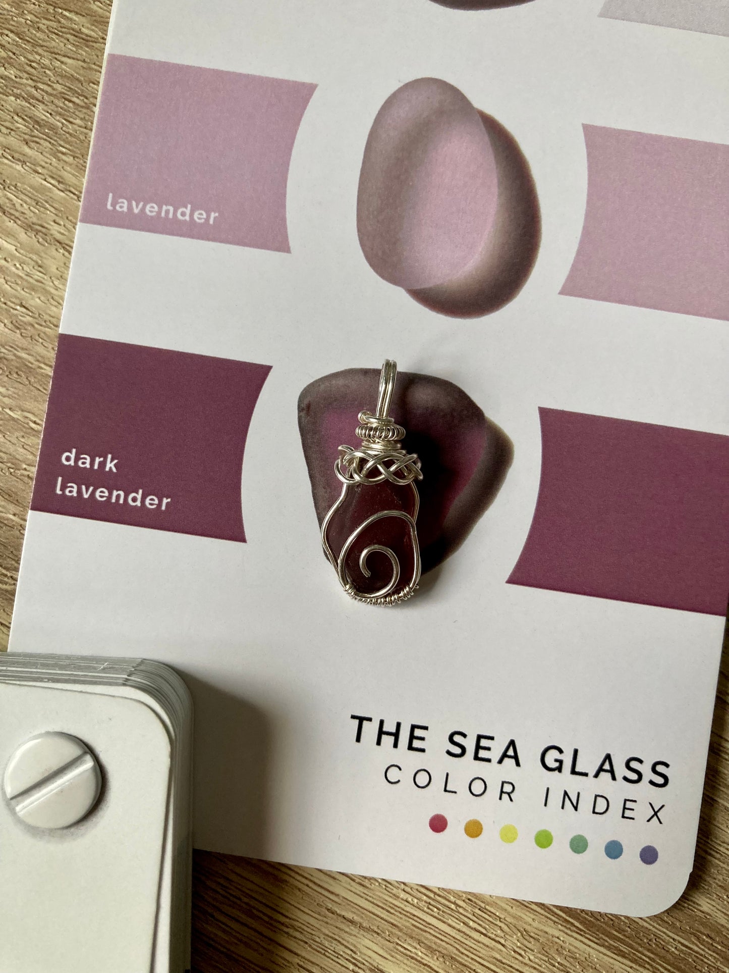 Dark lavender sea glass silver plated necklace