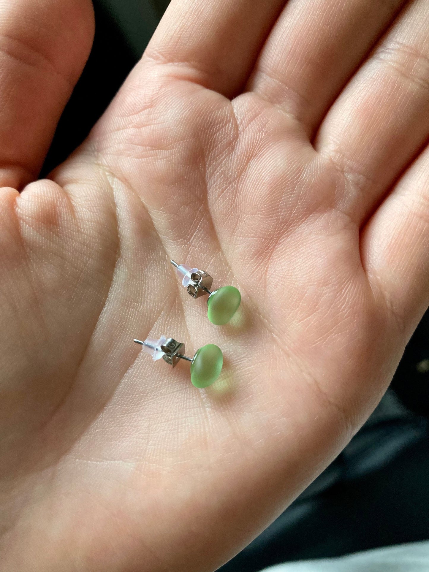 Sea glass like tumbled glass stud earrings