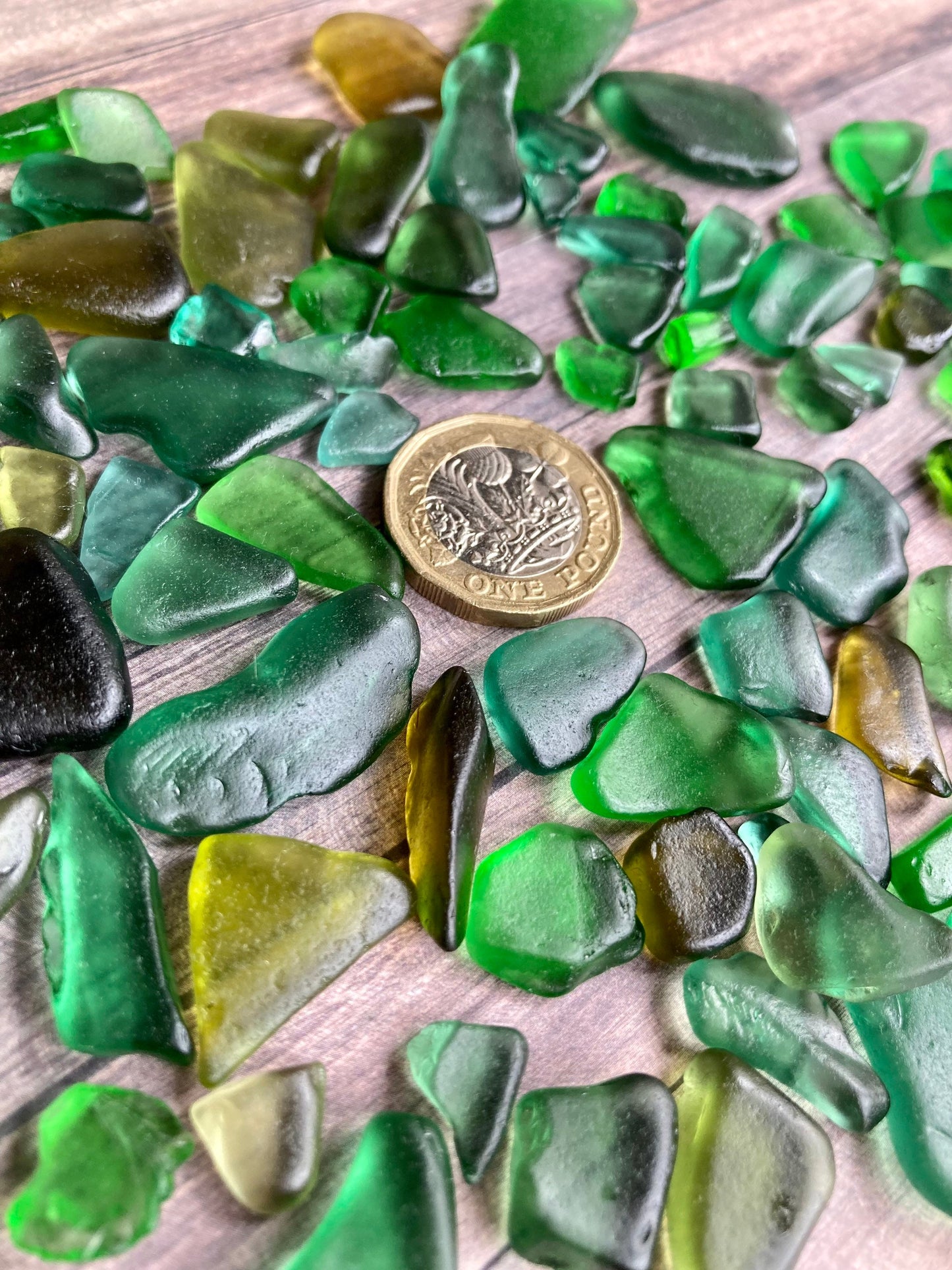 Green sea glass 20 pieces/beach glass collected from Queensferry beach Scotland in 2022